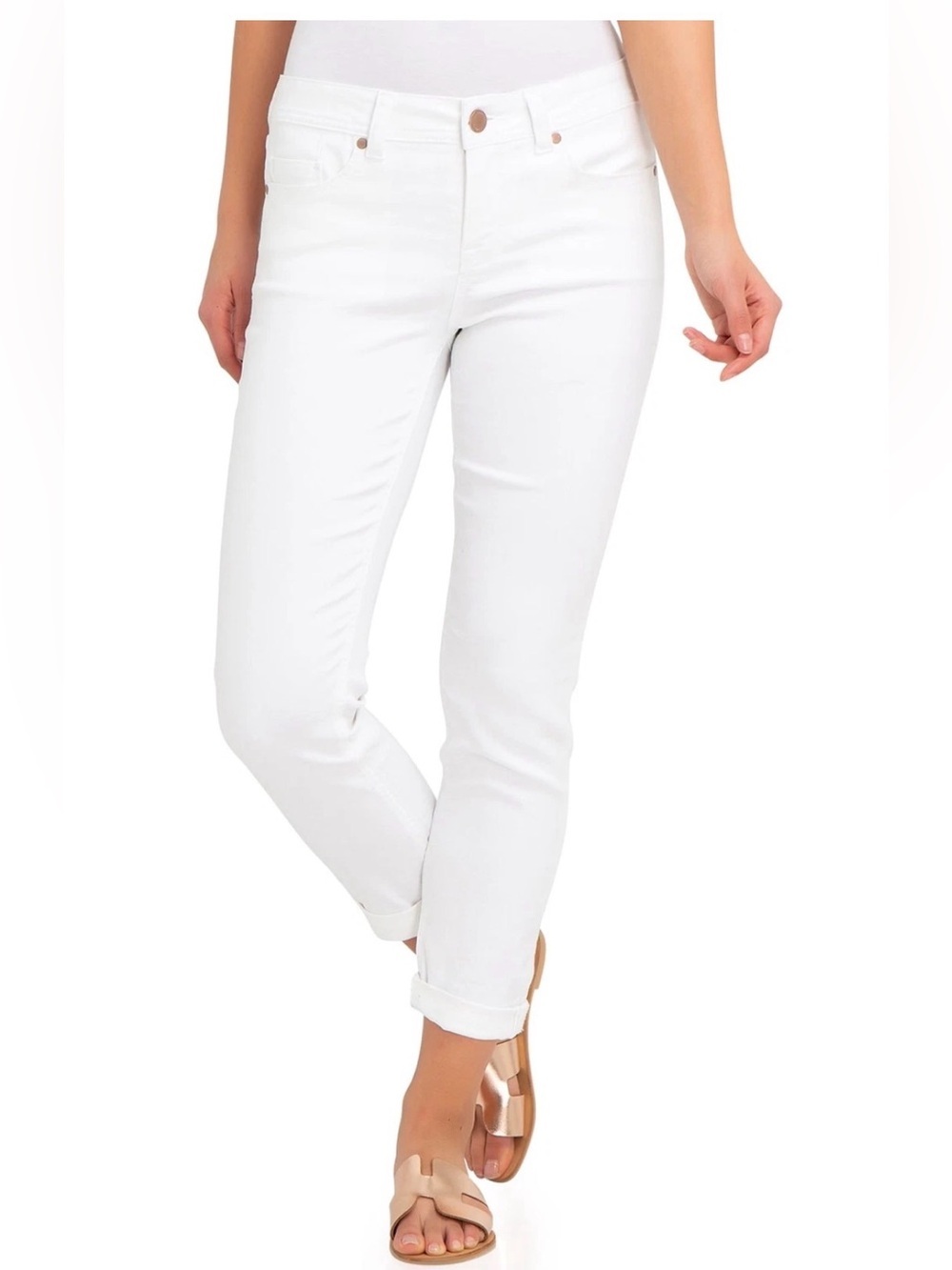 Jordache Women's Mid Rise Skinny Jeans 16 Arctic White no cuff